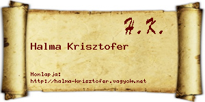 Halma Krisztofer névjegykártya